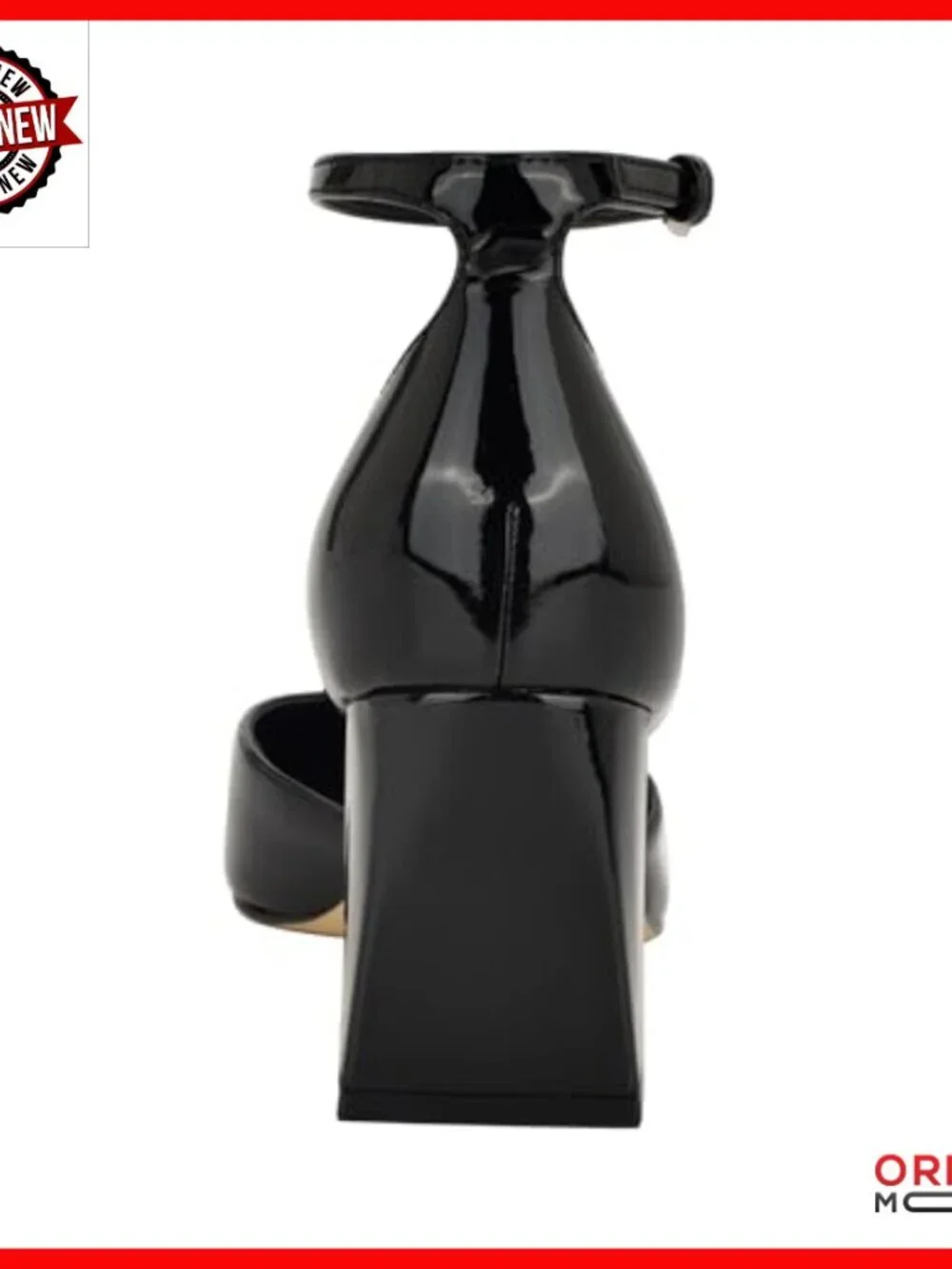 Pointy Toe Pumps with Buckle Closure, 2.68 Inch Heel, Faux Patent Leather